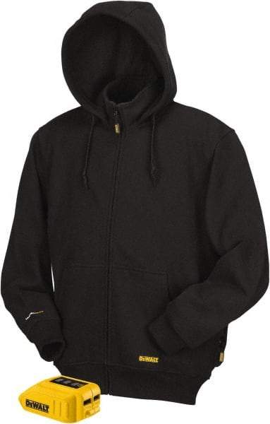 DeWALT - Size M Heated & Cold Weather Jacket - Black, Cotton & Polyester, Zipper Closure - Exact Industrial Supply