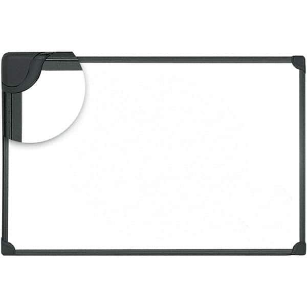 Universal One - 24" High x 36" Wide Magnetic Dry Erase Board - Lacquered Steel, Includes Accessory Tray/Rail & Mounting Kit - Exact Industrial Supply