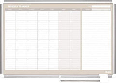 MasterVision - 24" High x 36" Wide Painted Metal Magnetic Dry Erase Calendar - Steel, 42.32" Deep, Includes Mounting Kit - Exact Industrial Supply