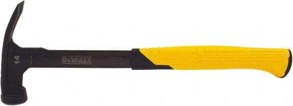 DeWALT - 14 oz Head, Straight Framing Hammer - 12" OAL, Steel Head, 2" Face Diam, Checkered Face, Steel Handle with Grip - Exact Industrial Supply