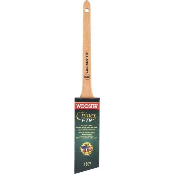 Wooster Brush - 1-1/2" Angled Synthetic Angular Brush - 2-3/16" Bristle Length, 7-1/8" Maple Handle - Exact Industrial Supply