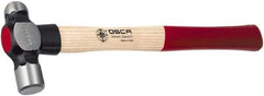 Osca - 1-1/2 Lb Head Drop Forged Carbon Steel, Heat Treated & Tempered Ball Pein Hammer - 15" Wood Handle, 1-1/4" Face Diam, 15" OAL - Exact Industrial Supply