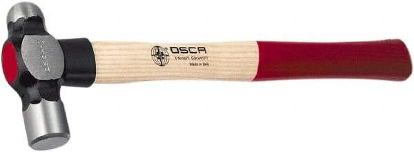 Osca - 1 Lb Head Drop Forged Carbon Steel, Heat Treated & Tempered Ball Pein Hammer - 14" Wood Handle, 1" Face Diam, 14" OAL - Exact Industrial Supply