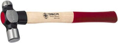 Osca - 1 Lb Head Drop Forged Carbon Steel, Heat Treated & Tempered Ball Pein Hammer - 14" Wood Handle, 1" Face Diam, 14" OAL - Exact Industrial Supply