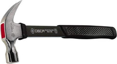 Osca - 20 oz Head, Curved Claw Hammer - Carbon Steel Head, 1.2" Face Diam, Smooth Face, Aluminum Alloy Handle with Grip - Exact Industrial Supply