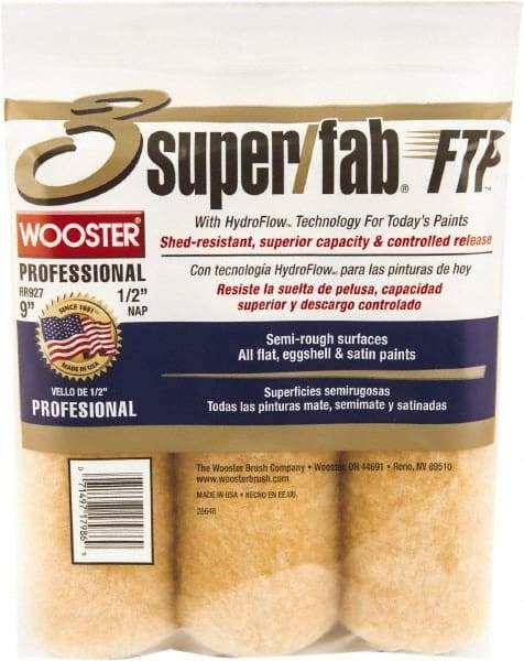 Wooster Brush - 1/2" Nap, 9" Wide Paint Roller - Semi-Rough Texture, Knitted - Exact Industrial Supply