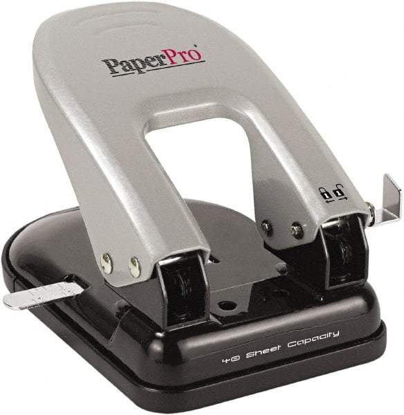 PaperPro - Paper Punches Type: 40 Sheet Manual Two Hole Punch Color: Black/Silver - Exact Industrial Supply