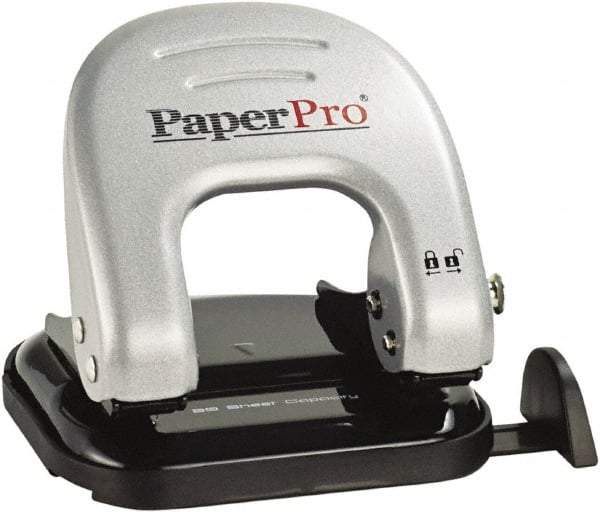 PaperPro - Paper Punches Type: 20 Sheet Manual Two Hole Punch Color: Black/Silver - Exact Industrial Supply