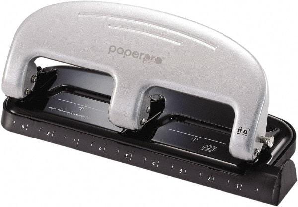 PaperPro - Paper Punches Type: 20 Sheet Manual Three Hole Punch Color: Black/Silver - Exact Industrial Supply