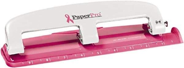 PaperPro - Paper Punches Type: 12 Sheet Manual Three Hole Punch Color: Pink - Exact Industrial Supply