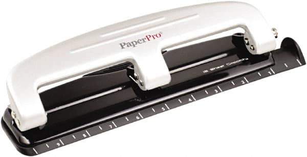 PaperPro - Paper Punches Type: 12 Sheet Manual Three Hole Punch Color: Black/Gray - Exact Industrial Supply