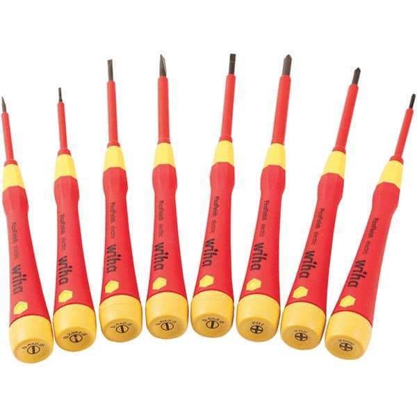 Wiha - 8 Piece Slotted & Phillips Screwdriver Set - #00 to #1 Phillips Size - Exact Industrial Supply