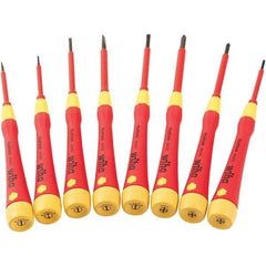 Wiha - 8 Piece Slotted & Phillips Screwdriver Set - #00 to #1 Phillips Size - Exact Industrial Supply