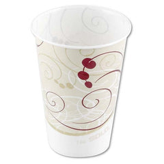 Waxed Paper Cold Cups, 7 oz, Symphony Design Beige, White, Red