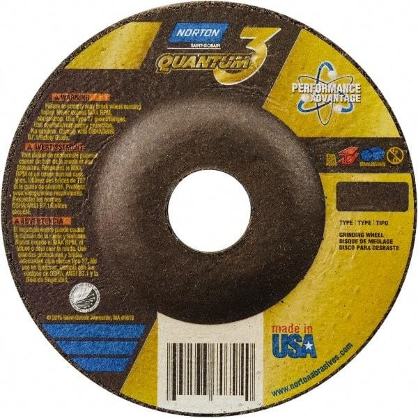 Norton - 9" Wheel Diam, 1/4" Wheel Thickness, 7/8" Arbor Hole, Type 27 Depressed Center Wheel - Coarse Grade, Ceramic, Resinoid Bond - Exact Industrial Supply