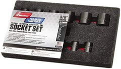 Ability One - 12 Piece 3/8" Drive Standard Impact Socket Set - 6 Points, 5/16 to 1-3/8", Inch Measurement Standard - Exact Industrial Supply