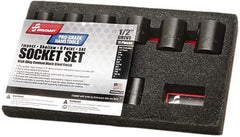 Ability One - 11 Piece 3/8" Drive Impact Socket Set - 6 Points, 3/8" to 1" Range, Inch Measurement Standard - Exact Industrial Supply