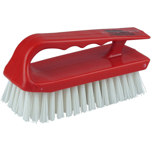 6″ Scrub Brush, Finger Grip Handle, White Polypropylene Fill - Exact Industrial Supply