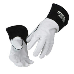 Welding Gloves: Size Large, Uncoated, TIG Welding Application Black & White, Uncoated Coverage, Textured Grip
