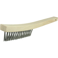 V-Groove Hand Wire Scratch Brush, .012 Stainless Steel Fill, Curved Handle, 3 × 19 Rows - Exact Industrial Supply