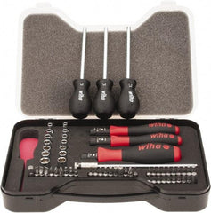 Wiha - 59 Piece, 1/4" Drive Screwdriver Vario Set - #0, #1 & #2 Phillips, 0.05 to 1/4" Hex, 1.5 to 6mm Hex, T5 to T30 Torx, #1 & #2 Pozidriv, #1 to #3 Square Recess, 4.5, 5.5 & 6mm Slotted - Exact Industrial Supply