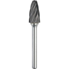 Made in USA - 3/4" Cut Diam, 1/4" Shank Diam, Tree with Radius Head Aluma Cut Burr - Carbide, 1-1/2" LOC, 3-1/4" OAL - Exact Industrial Supply