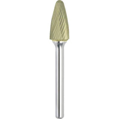 Made in USA - 1/2" Cut Diam, 0.2362" Shank Diam, Tree with Radius Head Single Cut Burr - Carbide, 25mm LOC, 70mm OAL - Exact Industrial Supply