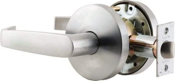 Falcon - Storeroom Lever Lockset for 1-3/8 to 1-7/8" Thick Doors - 2-3/4" Back Set, SFIC Cylinder, Stainless Steel, Satin Chrome Finish - Exact Industrial Supply