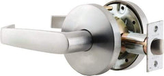 Falcon - Storeroom Lever Lockset for 1-3/8 to 1-7/8" Thick Doors - 2-3/4" Back Set, 6 Pin C Keyway Cylinder, Stainless Steel, Satin Chrome Finish - Exact Industrial Supply