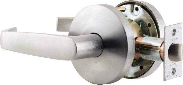 Falcon - Entrance Lever Lockset for 1-3/8 to 1-7/8" Thick Doors - 2-3/4" Back Set, SFIC Cylinder, Stainless Steel, Satin Chrome Finish - Exact Industrial Supply