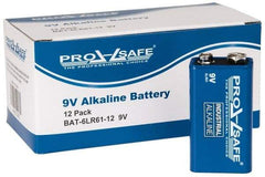 PRO-SAFE - Size 9V, Alkaline, Standard Battery - 9 Volts, Miniature Snap Terminal, 6LR61 - Exact Industrial Supply