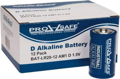 PRO-SAFE - Size D, Alkaline, Standard Battery - 1.5 Volts, Flat Terminal, LR20 - Exact Industrial Supply