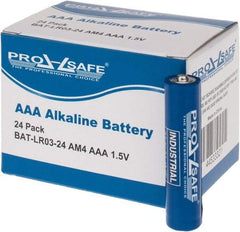 PRO-SAFE - Size AAA, Alkaline, Standard Battery - 1.5 Volts, Flat Terminal, LR03 - Exact Industrial Supply