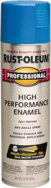 Rust-Oleum - Safety Blue, Gloss, Rust Proof Enamel Spray Paint - 14 Sq Ft per Can, 15 oz Container, Use on Multipurpose - Exact Industrial Supply