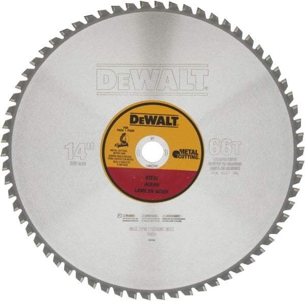 DeWALT - 14" Diam, 1" Arbor Hole Diam, 66 Tooth Wet & Dry Cut Saw Blade - Carbide-Tipped, Standard Round Arbor - Exact Industrial Supply