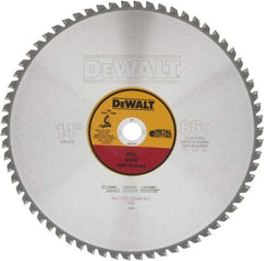 DeWALT - 14" Diam, 1" Arbor Hole Diam, 66 Tooth Wet & Dry Cut Saw Blade - Carbide-Tipped, Standard Round Arbor - Exact Industrial Supply