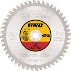 DeWALT - 7-1/4" Diam, 5/8" Arbor Hole Diam, 48 Tooth Wet & Dry Cut Saw Blade - Carbide-Tipped, Standard Round Arbor - Exact Industrial Supply