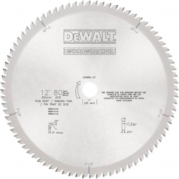 DeWALT - 6-3/4" Diam, 20mm Arbor Hole Diam, 40 Tooth Wet & Dry Cut Saw Blade - Carbide-Tipped, Standard Round Arbor - Exact Industrial Supply