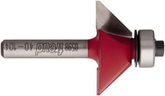 Freud - 1-11/32" Cut Diam, 1/2" Length of Cut, 2 Flute Chamfer Edge Profile Router Bit - Carbide-Tipped, 1/4" Shank Diam, 2-3/16" OAL, Proprietary Coating - Exact Industrial Supply