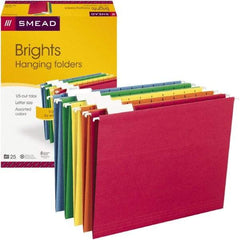 SMEAD - 8-1/2 x 11", Letter Size, Assorted Colors, Hanging File Folder - 11 Point Stock, 1/5 Tab Cut Location - Exact Industrial Supply