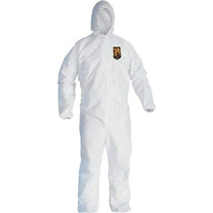 KleenGuard - Size 2XL Film Laminate General Purpose Coveralls - White, Zipper Closure, Elastic Cuffs, Elastic Ankles, Serged Seams - Exact Industrial Supply