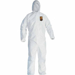 KleenGuard - Size L Film Laminate General Purpose Coveralls - White, Zipper Closure, Elastic Cuffs, Elastic Ankles, Serged Seams - Exact Industrial Supply