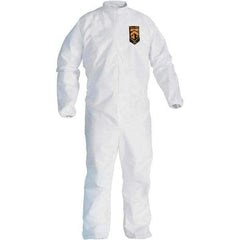 KleenGuard - Size 4XL Film Laminate General Purpose Coveralls - White, Zipper Closure, Elastic Cuffs, Elastic Ankles, Serged Seams - Exact Industrial Supply