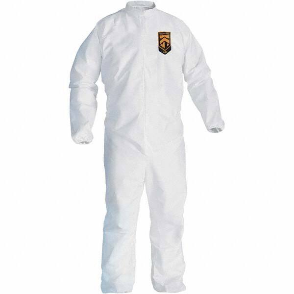 KleenGuard - Size M Film Laminate General Purpose Coveralls - White, Zipper Closure, Elastic Cuffs, Elastic Ankles, Serged Seams - Exact Industrial Supply