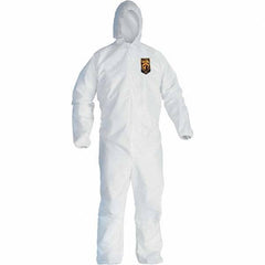 KleenGuard - Size 5X/6XL Film Laminate General Purpose Coveralls - White, Zipper Closure, Elastic Cuffs, Elastic Ankles, Serged Seams - Exact Industrial Supply