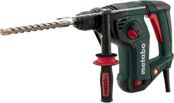 Metabo - 120 Volt 1-1/4" SDS Plus Chuck Electric Hammer Drill - 0 to 4,470 BPM, 0 to 1,150 RPM, Reversible - Exact Industrial Supply