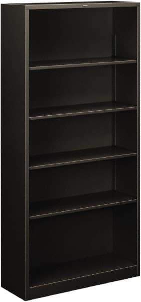 Hon - 5 Shelf, 71" High x 34-1/2" Wide Bookcase - 12-5/8" Deep, Steel, Charcoal - Exact Industrial Supply