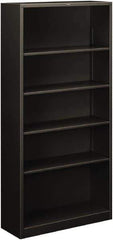 Hon - 5 Shelf, 71" High x 34-1/2" Wide Bookcase - 12-5/8" Deep, Steel, Charcoal - Exact Industrial Supply