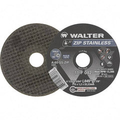 WALTER Surface Technologies - 4-1/2" Aluminum Oxide Cutoff Wheel - 0.045" Thick, 7/8" Arbor, 13,300 Max RPM, Use with Angle Grinders - Exact Industrial Supply