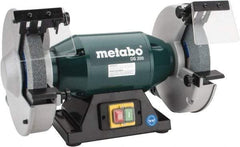 Metabo - 8" Wheel Diam x 1" Wheel Width, 1-1/4 hp Bench Grinder - 1-1/4" Arbor Hole Diam, 1 Phase, 3,570 Max RPM, 120 Volts - Exact Industrial Supply